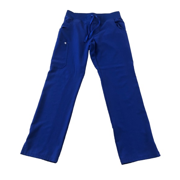 Figs Women Royal Blue Small Kade Cargo Scrub Pants  Drawstring Stretch Pockets - Picture 1 of 10